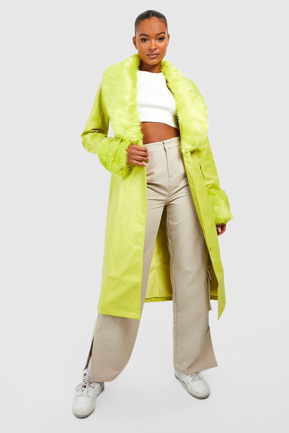 Lime faux hotsell fur coat