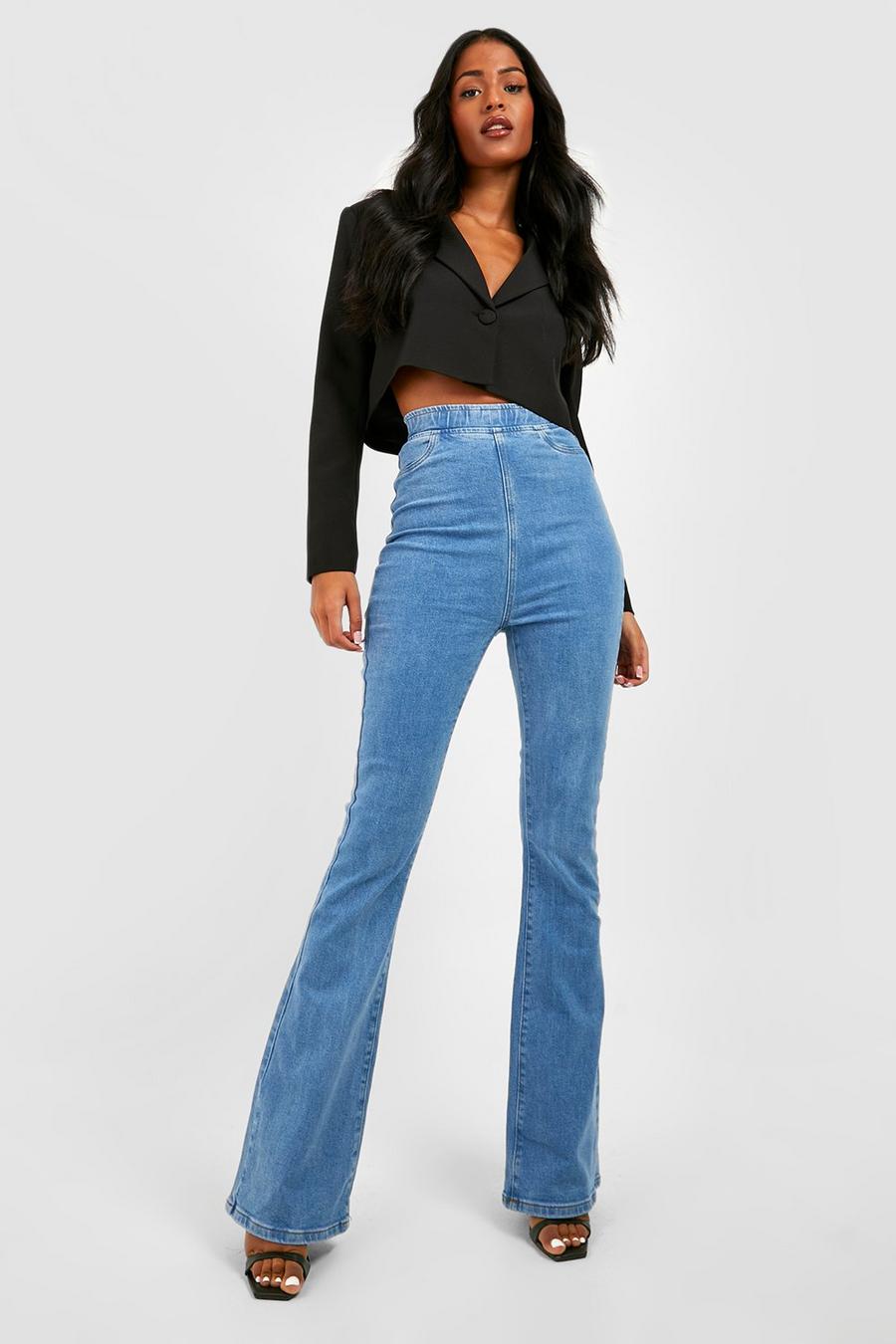 Mid wash Tall Denim Flared Booty Boost Pull On Jeggings image number 1