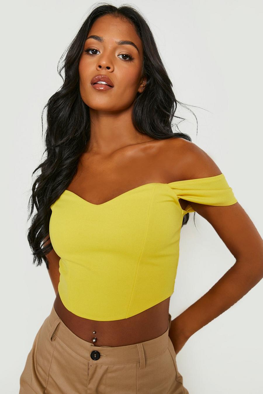 Chartreuse Tall Off The Shoulder Corset Top image number 1