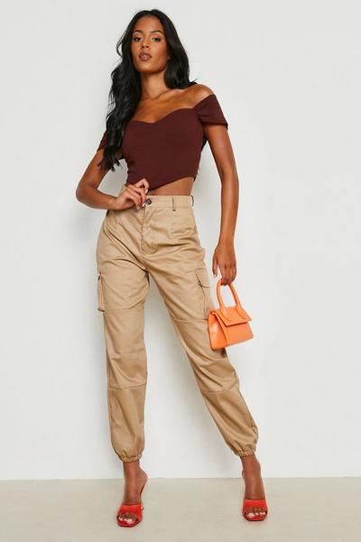 boohoo chocolate Tall Off The Shoulder Corset Top