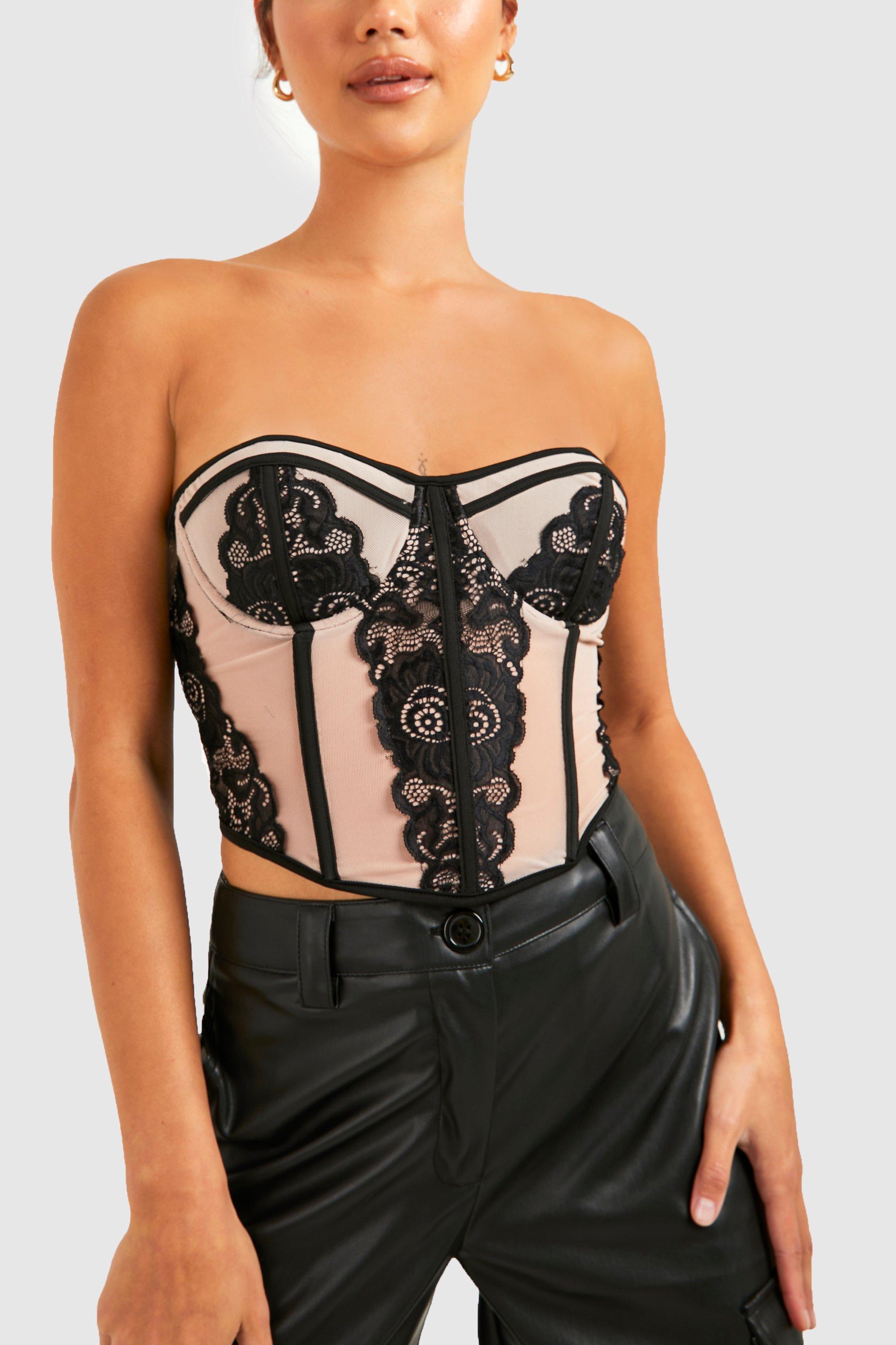 Cupped Lace Hook and Eye Corset Bralette