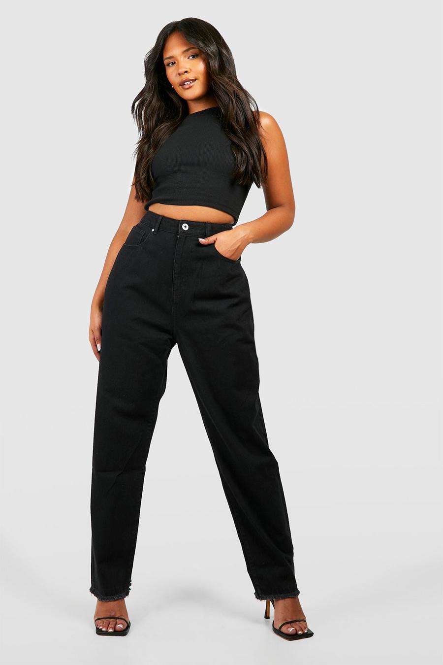 Black nero Plus Cropped Mom Jeans image number 1