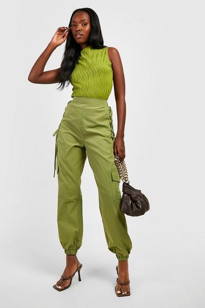 boohoo olive Funnel Neck Textured Tank Top