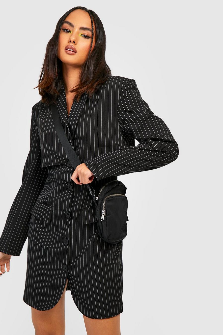 Pinstripe Double Layer Blazer Dress | boohoo USA Pinstripe Double Layer Blazer Dress | boohoo USA