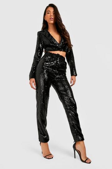 Tall Sequin High Waist Pants black