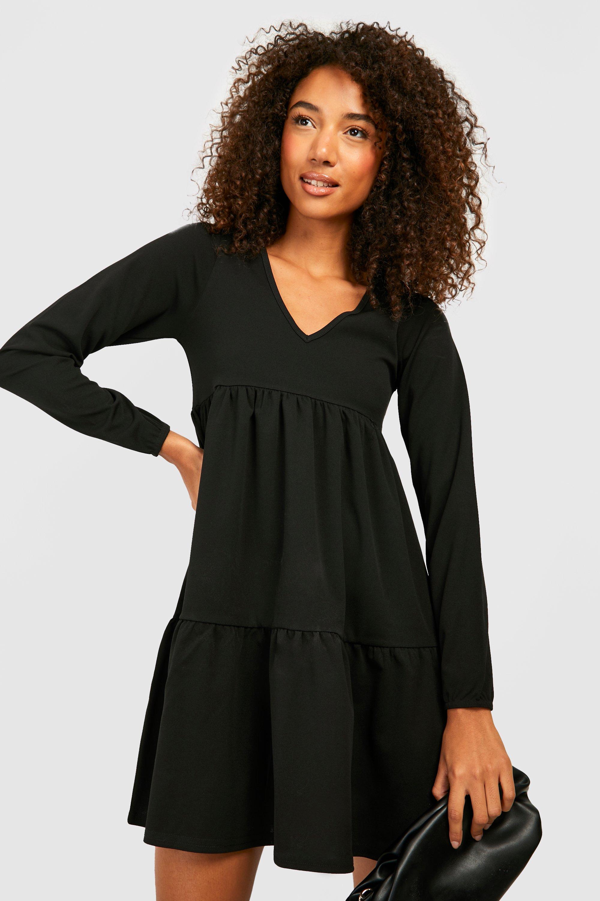 Boohoo black smock clearance dress