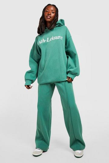 Ath Leisure Printed Hooded Straight Leg Tracksuit green