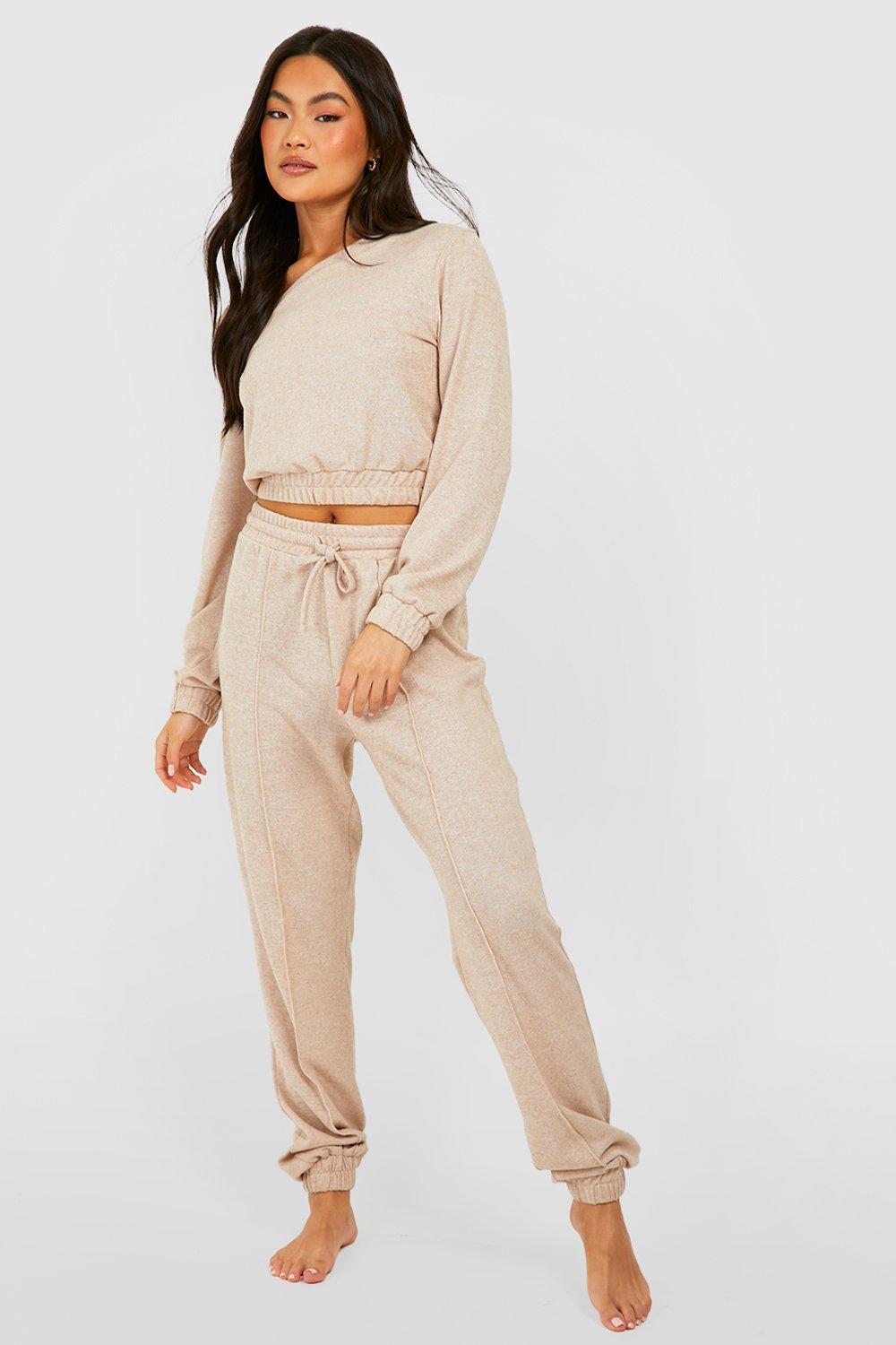 Off The Shoulder Knit Jogger Lounge Set boohoo