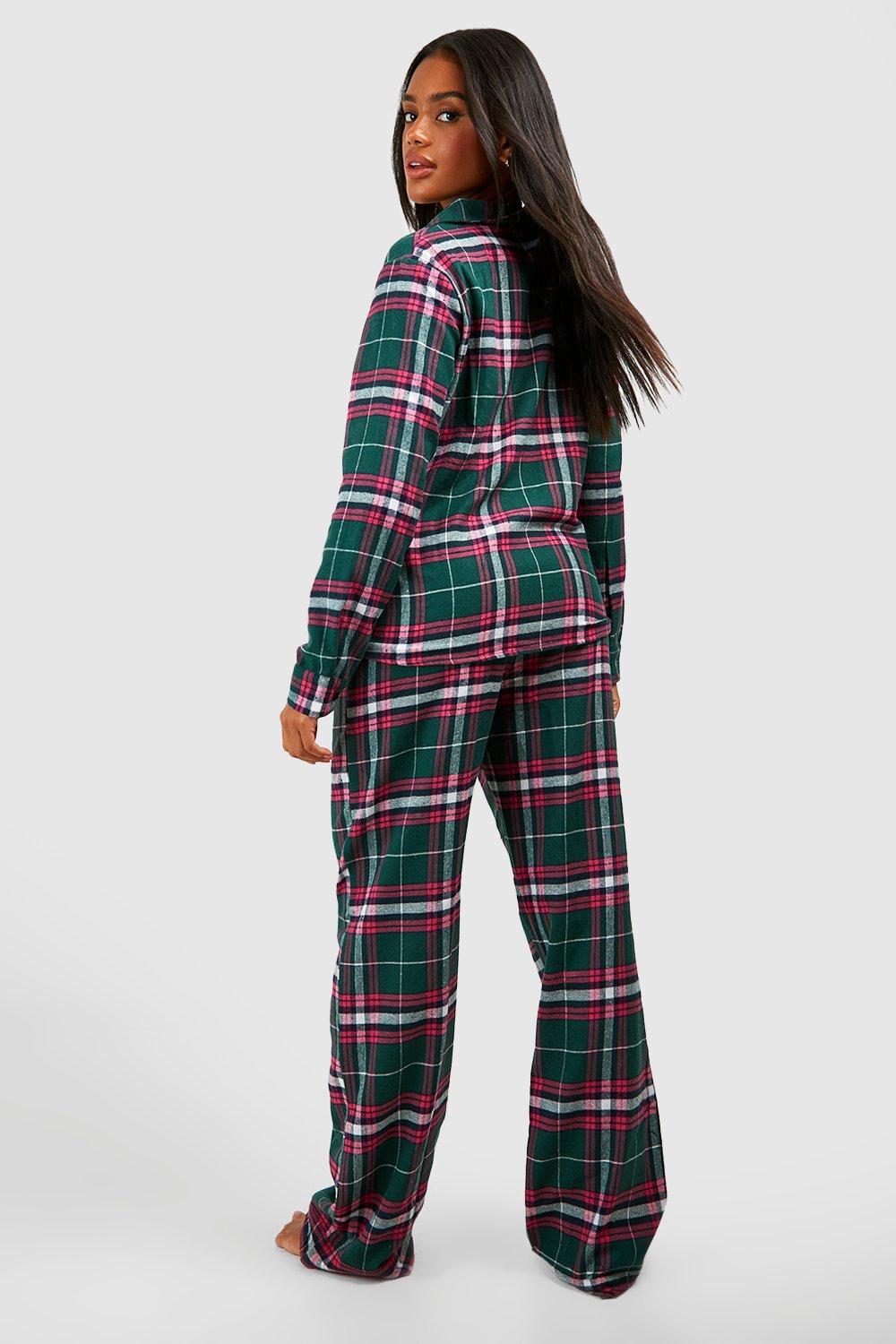 Women s Check Pyjama Trouser Set Boohoo UK