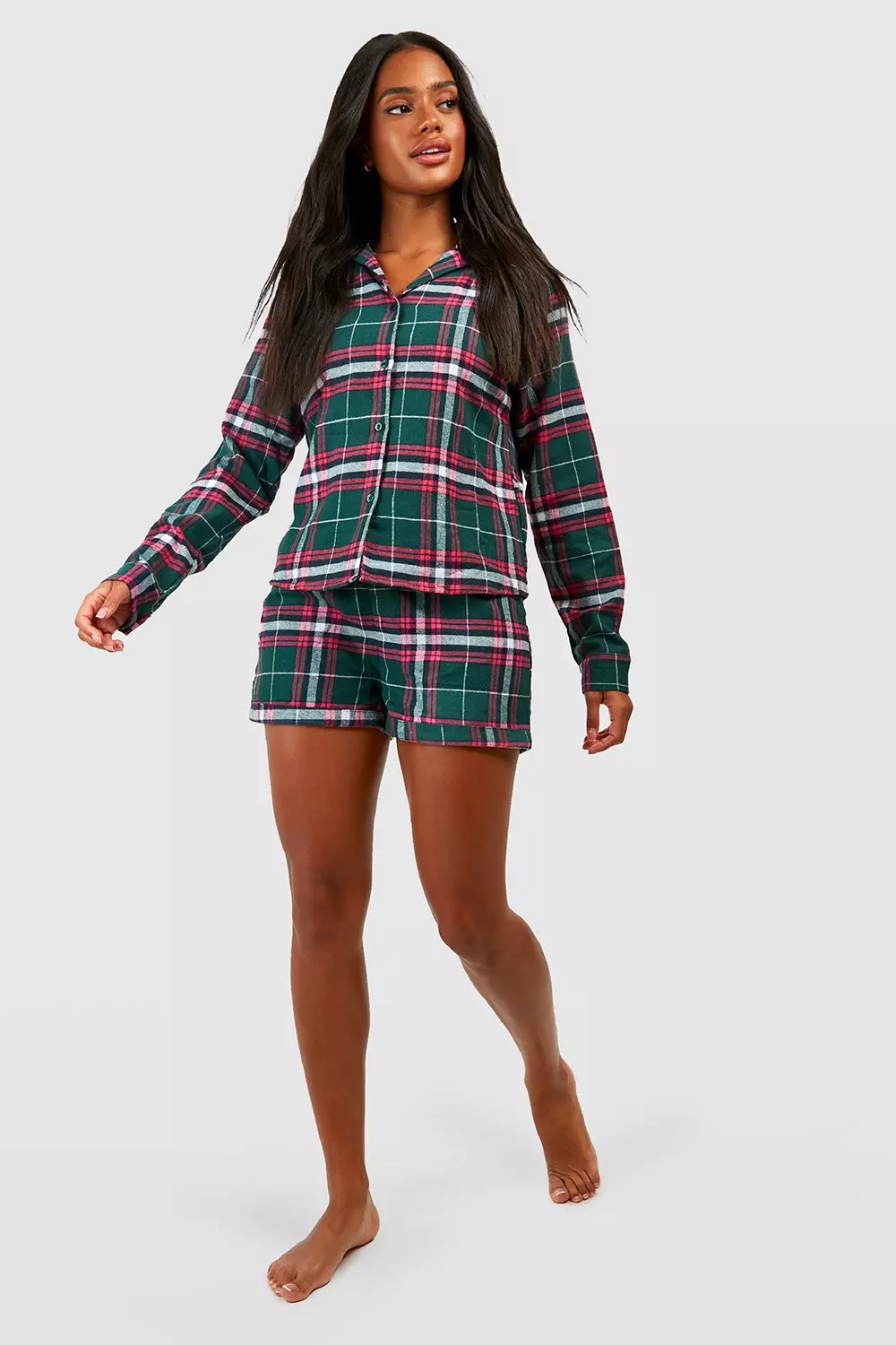 Green Check Pyjama Short Set  alternative image