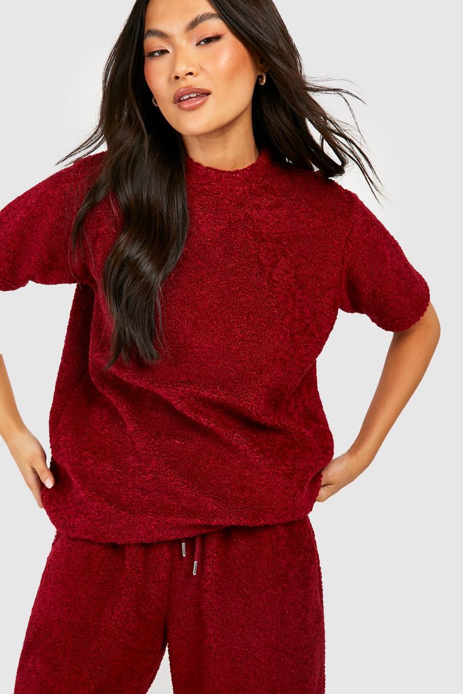 Burgundy red Mixa & Matcha T-shirt i fleece