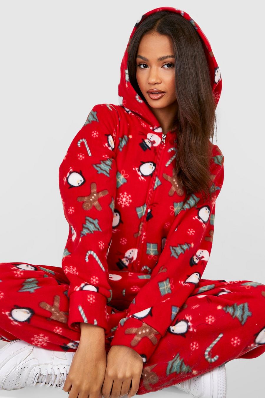 Red Christmas Novelty Print Onesie image number 1
