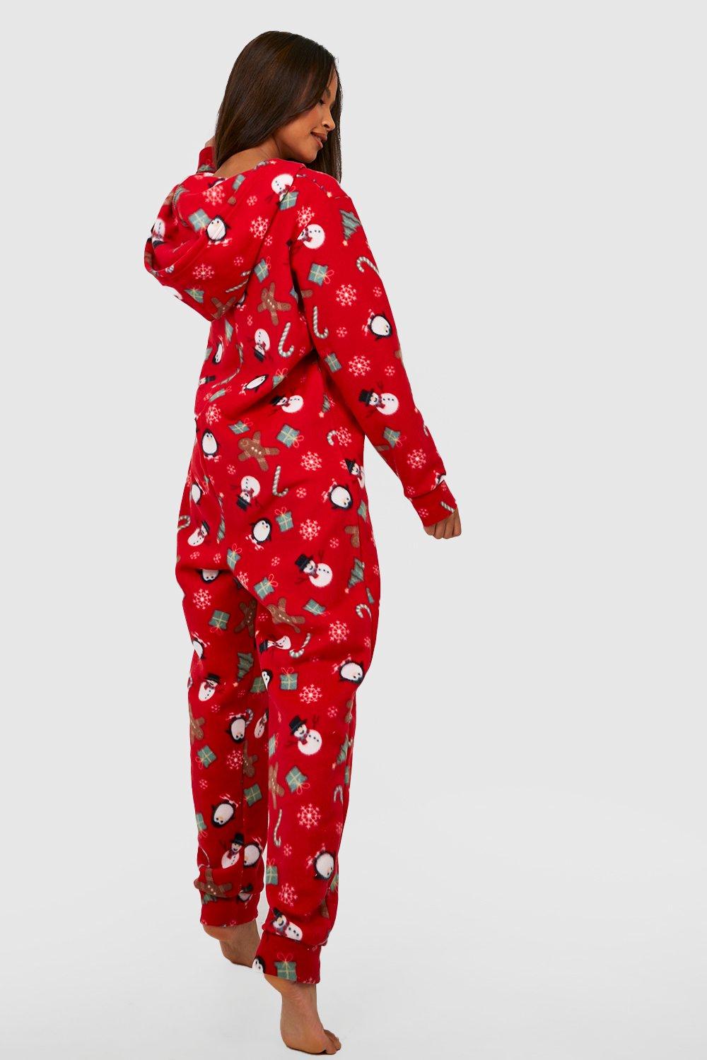 Women s Christmas Novelty Print Onesie Boohoo UK