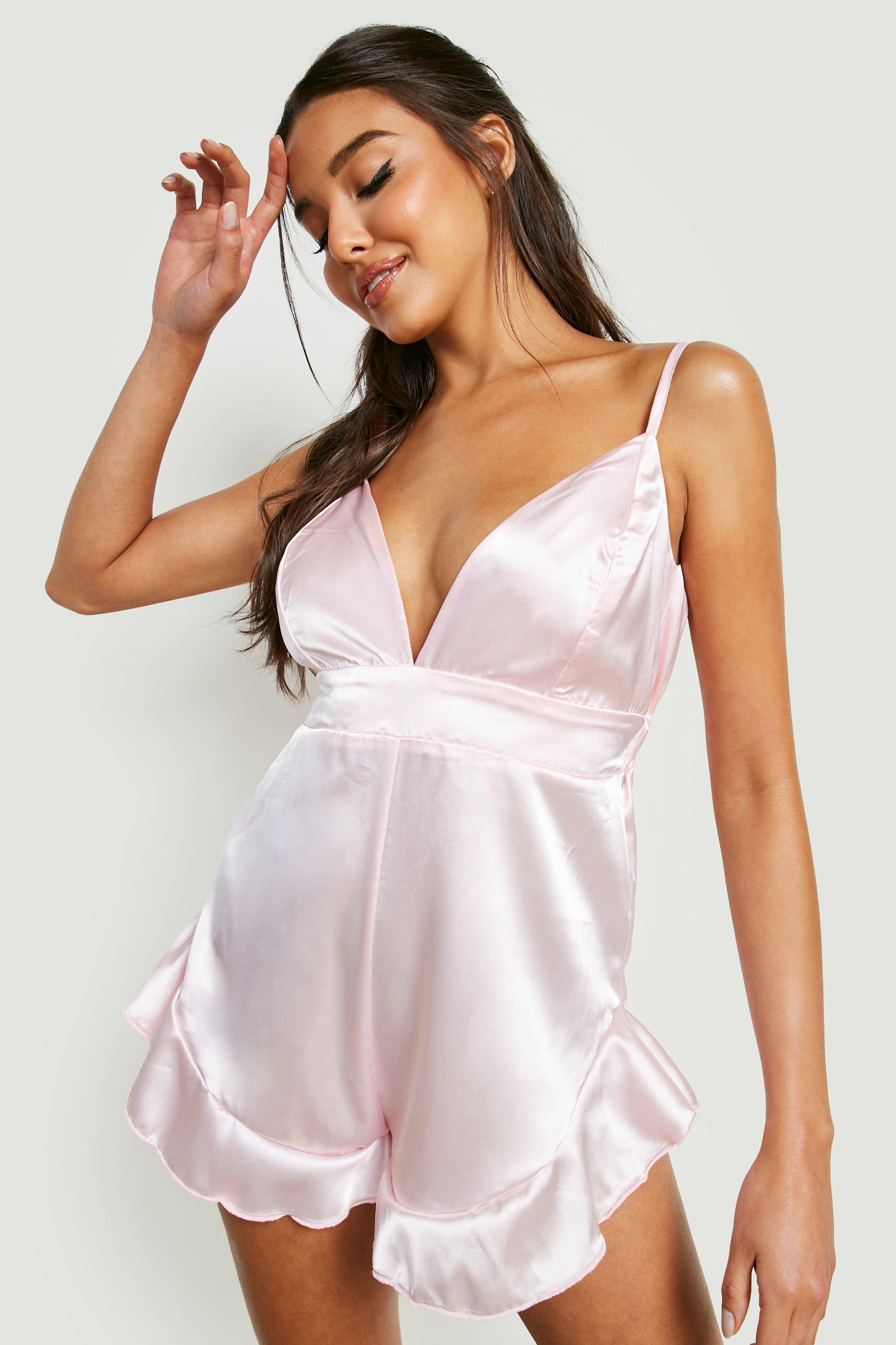 Frill Hem Satin Teddy