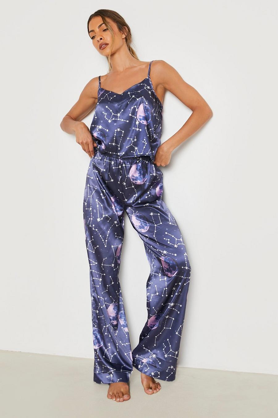 Navy Galaxy Print Cami & Pants Pajama Set image number 1