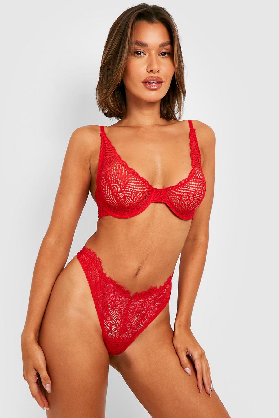 Red Lace Detail Thong