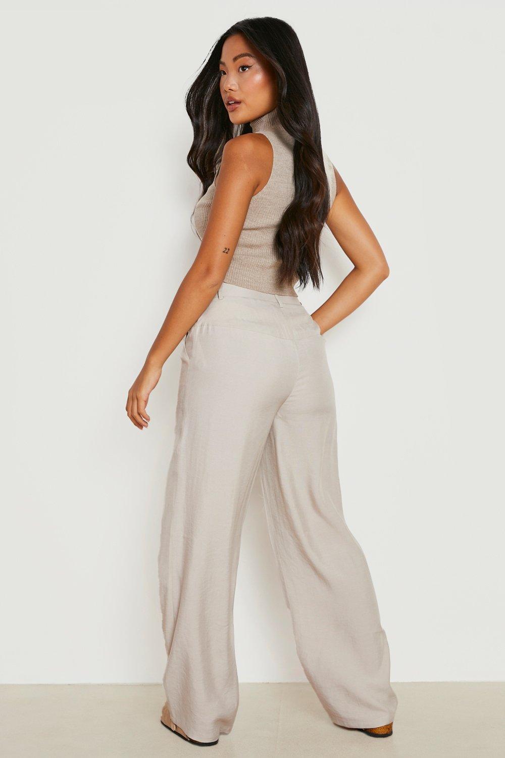 Petite Woven Asymmetric Wide Leg Trousers