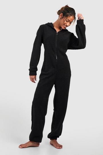 Teddy Fleece Loungewear Onesie black