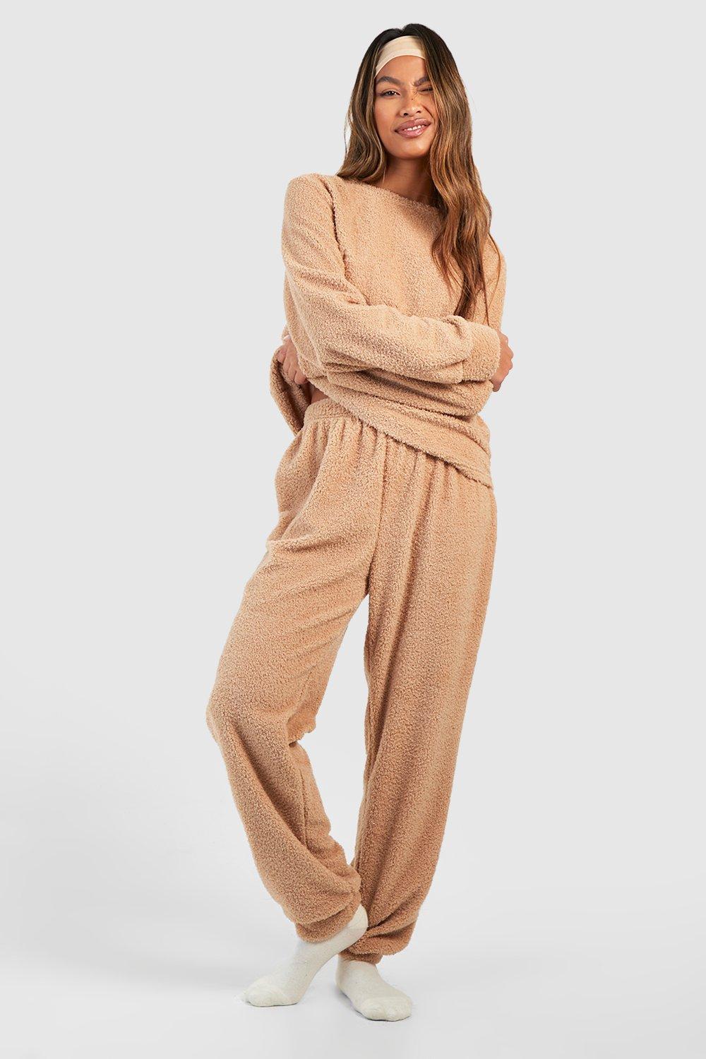 Teddy Fleece Long Sleeve Loungewear Jogger Set