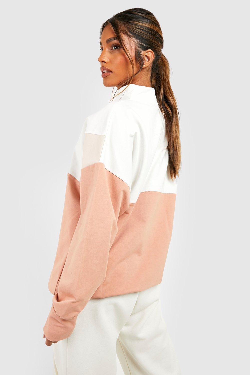 Color block cheap half zip sweatshirt