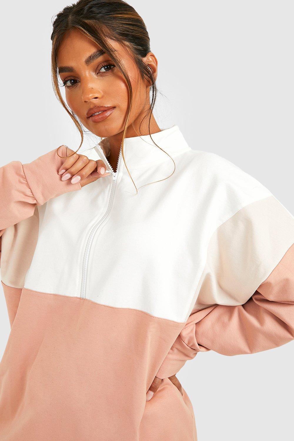 Colour block hotsell half zip sweatshirt