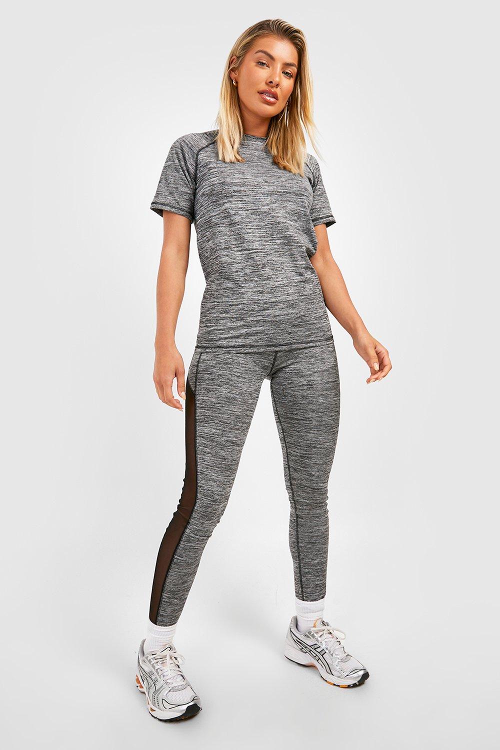 Marl Mesh Panel Gym Legging boohoo