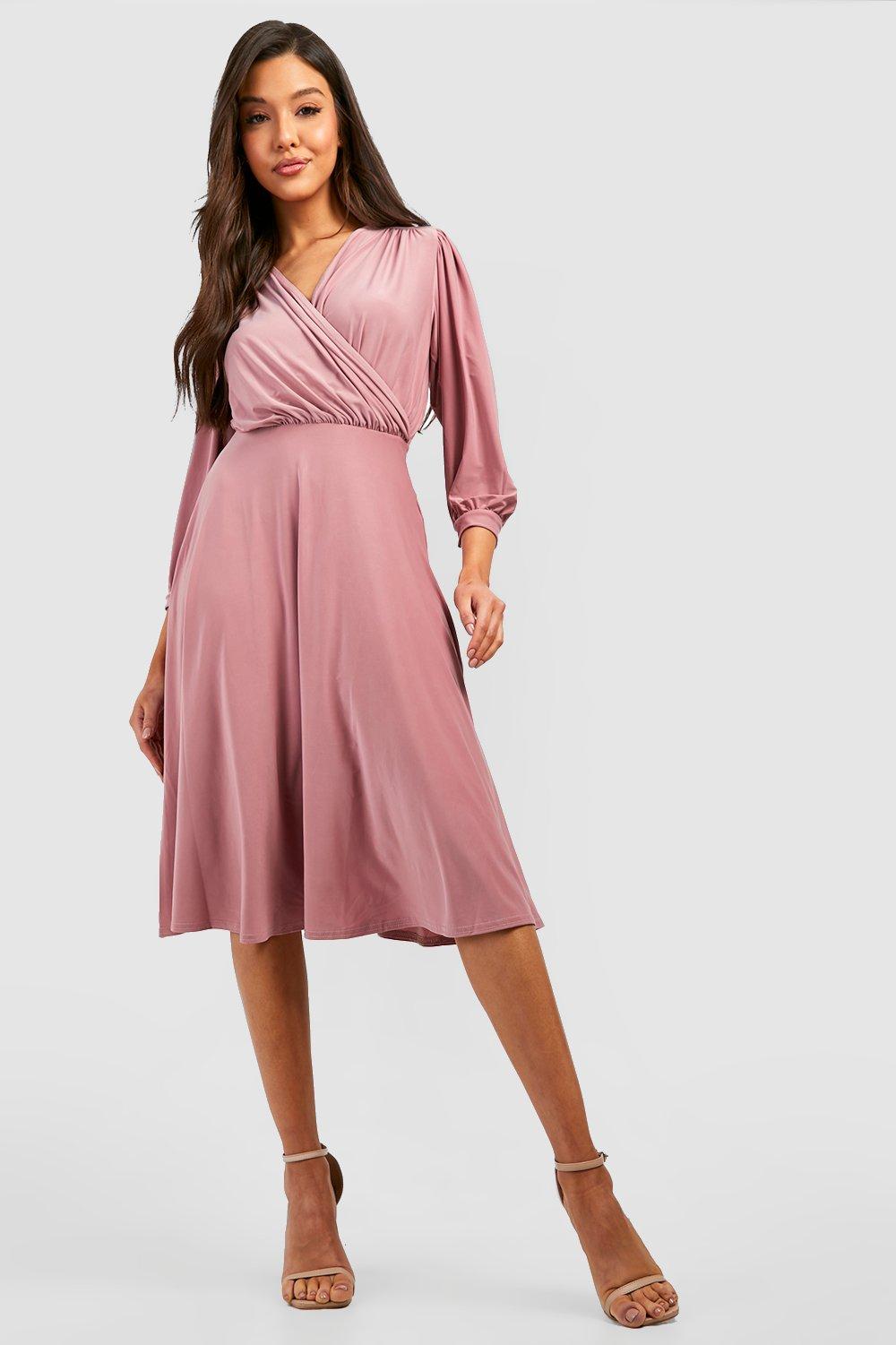Ruched wrap midi dress top