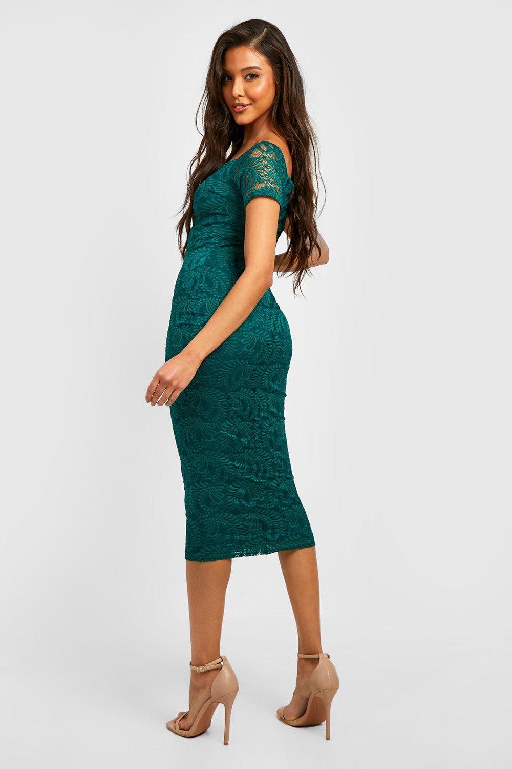 Lace Bardot Midaxi Dress boohoo