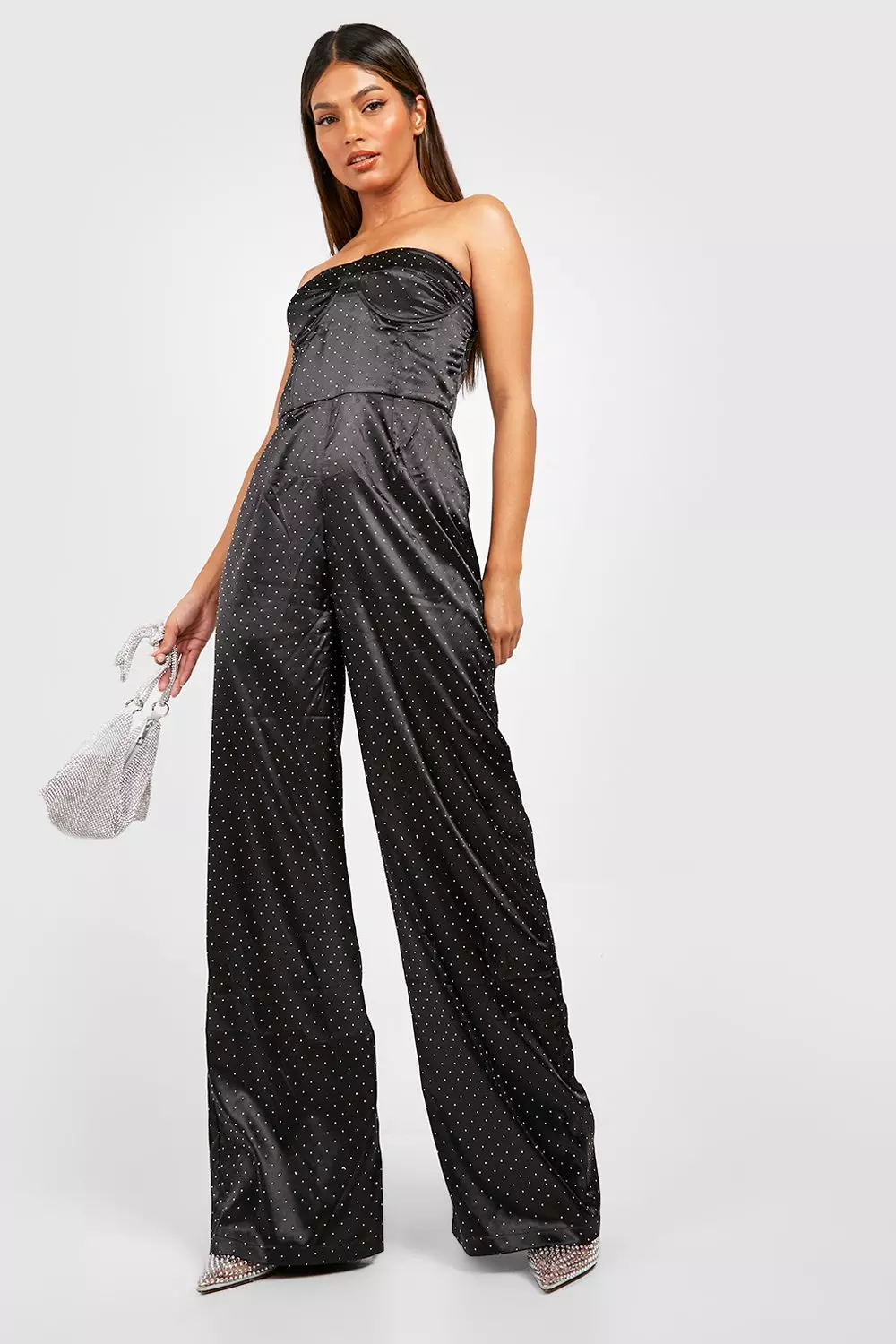 Satin best sale bandeau jumpsuit