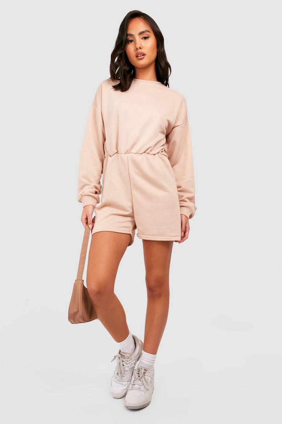 Stone Puff Sleeve Sweat Romper image number 1
