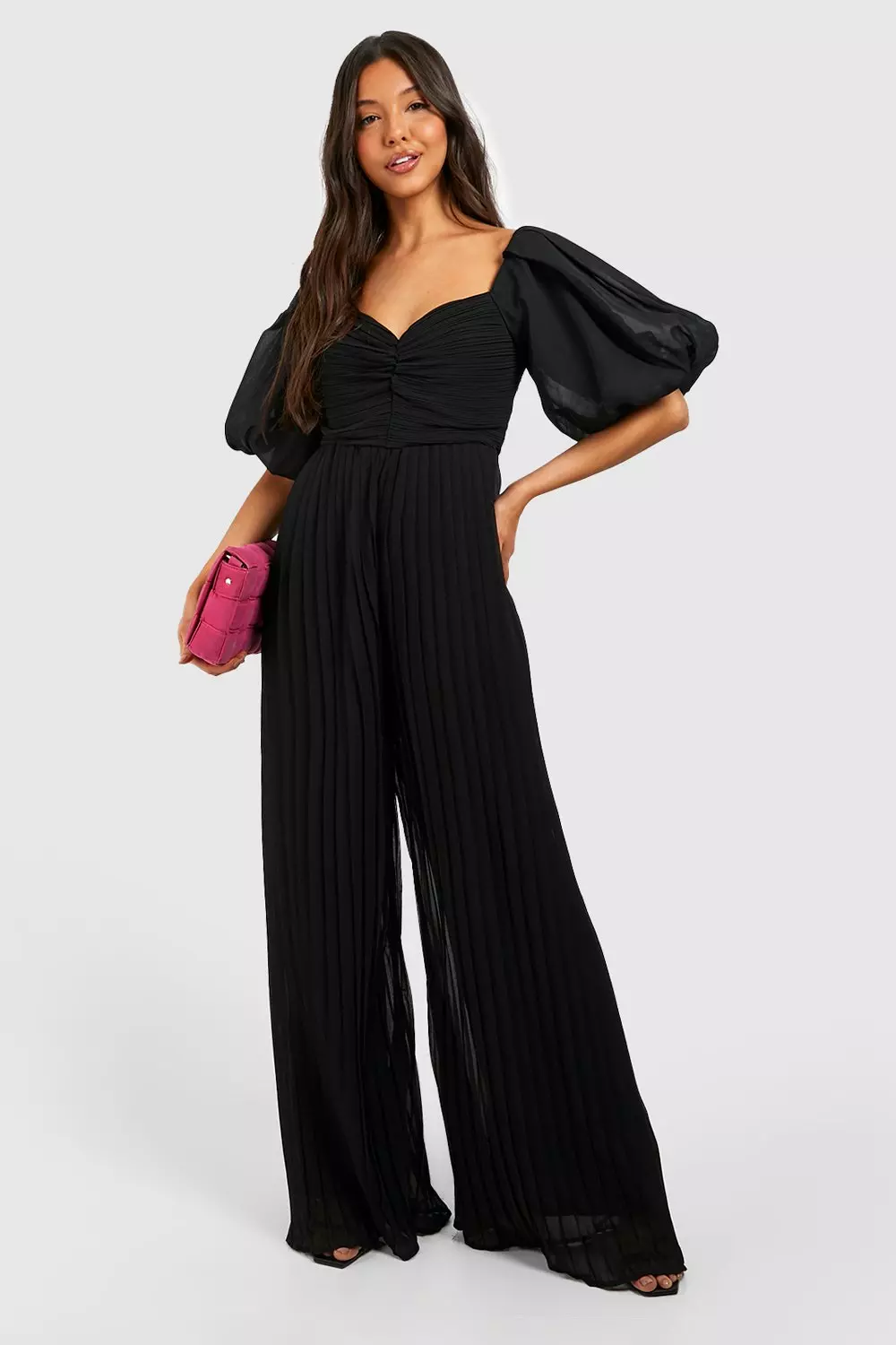 Pleated chiffon hot sale jumpsuit