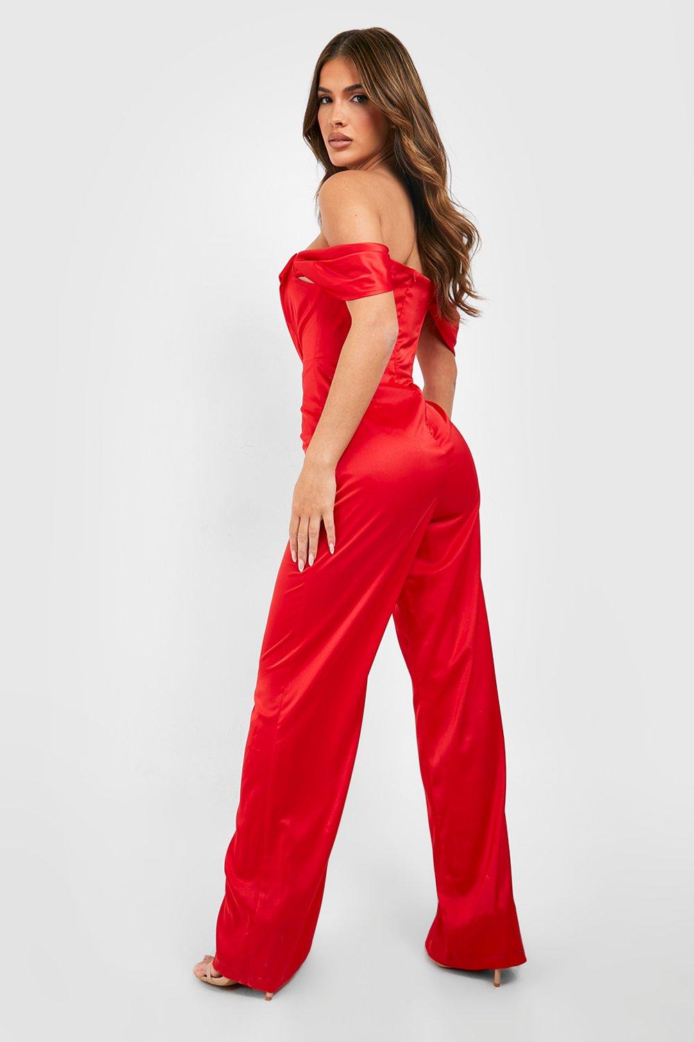 Boohoo store red jumpsuit