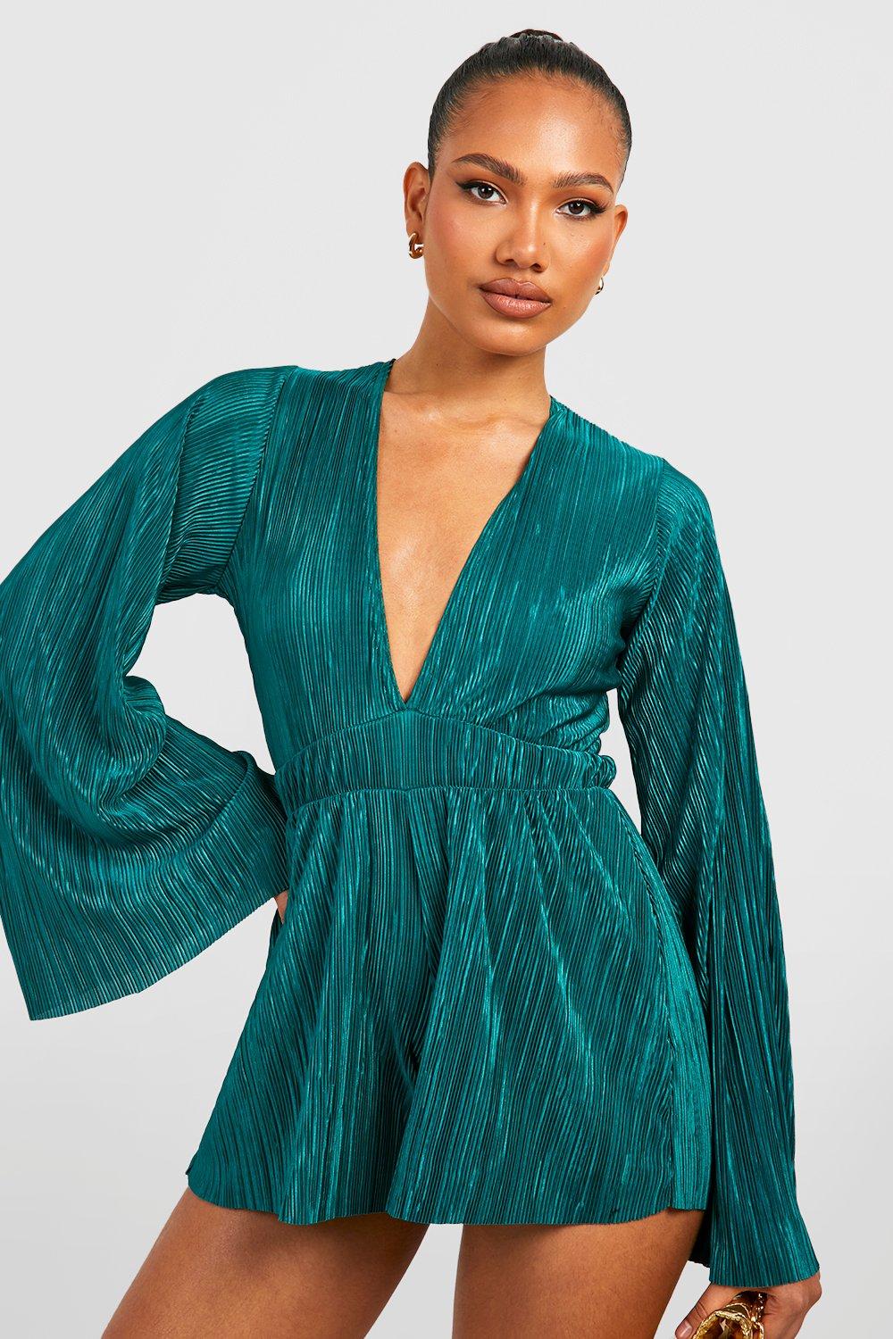 green romper dress