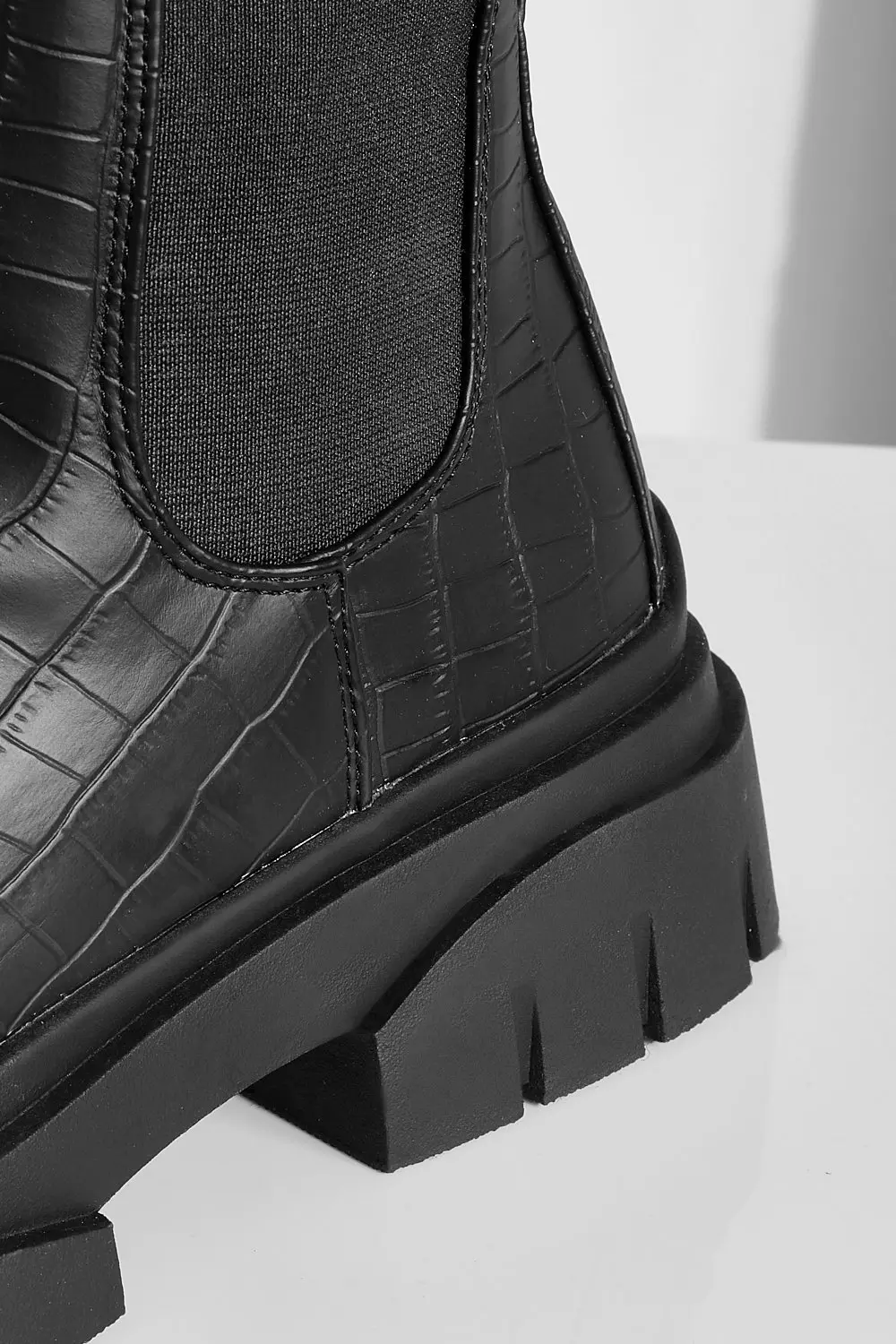 Black croc chunky chelsea ankle boot clearance