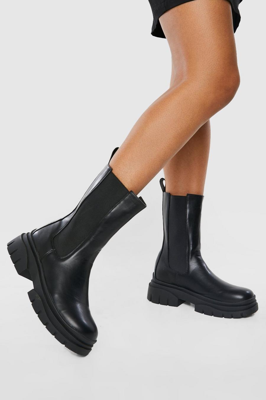 Black Tab Detail Chunky Chelsea Boots image number 1