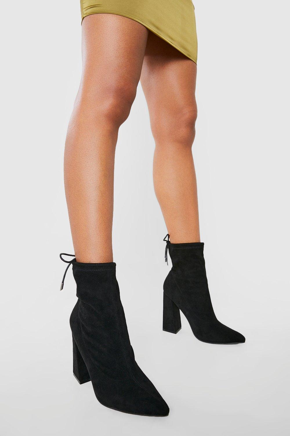 Black block best sale heel sock boots