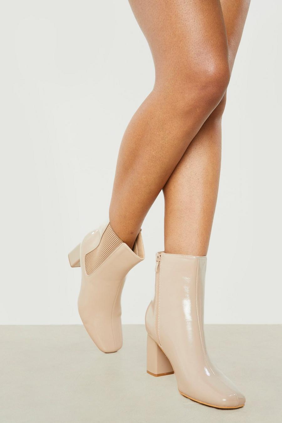 Taupe Wide Fit Heeled Chelsea Detail Ankle Boots image number 1