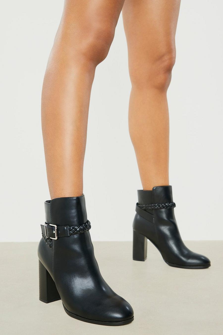 Black noir Wide Fit Side Buckle Shoe Boots