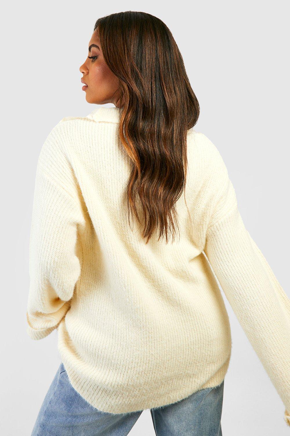 Fluffy jumper with zip hot sale