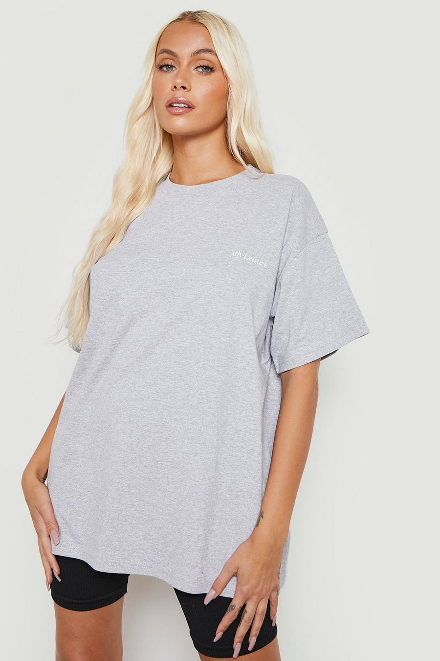 Grey marl Ath-leisure Embroidered Oversized T-shirt