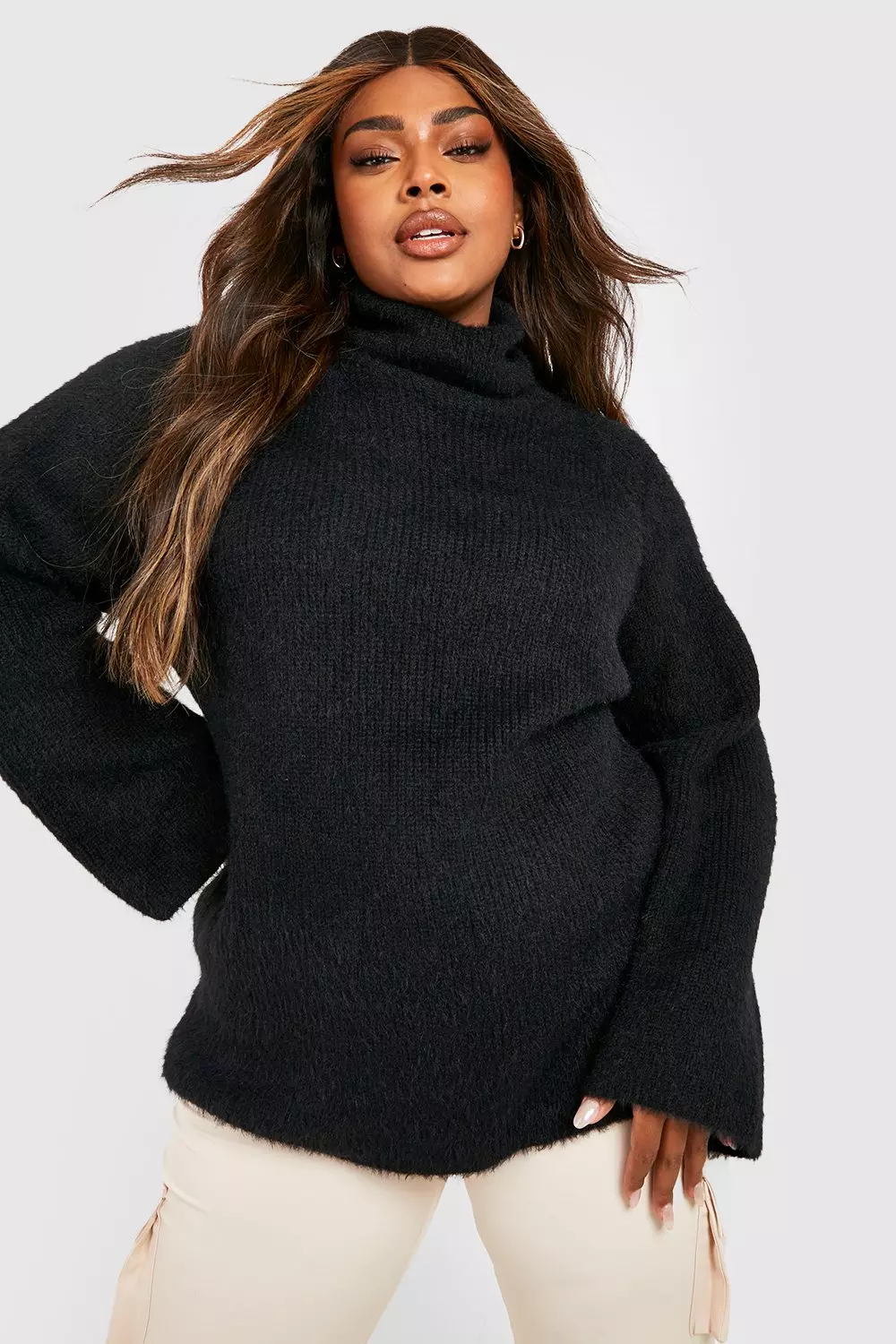 Fluffy polo shop neck jumper