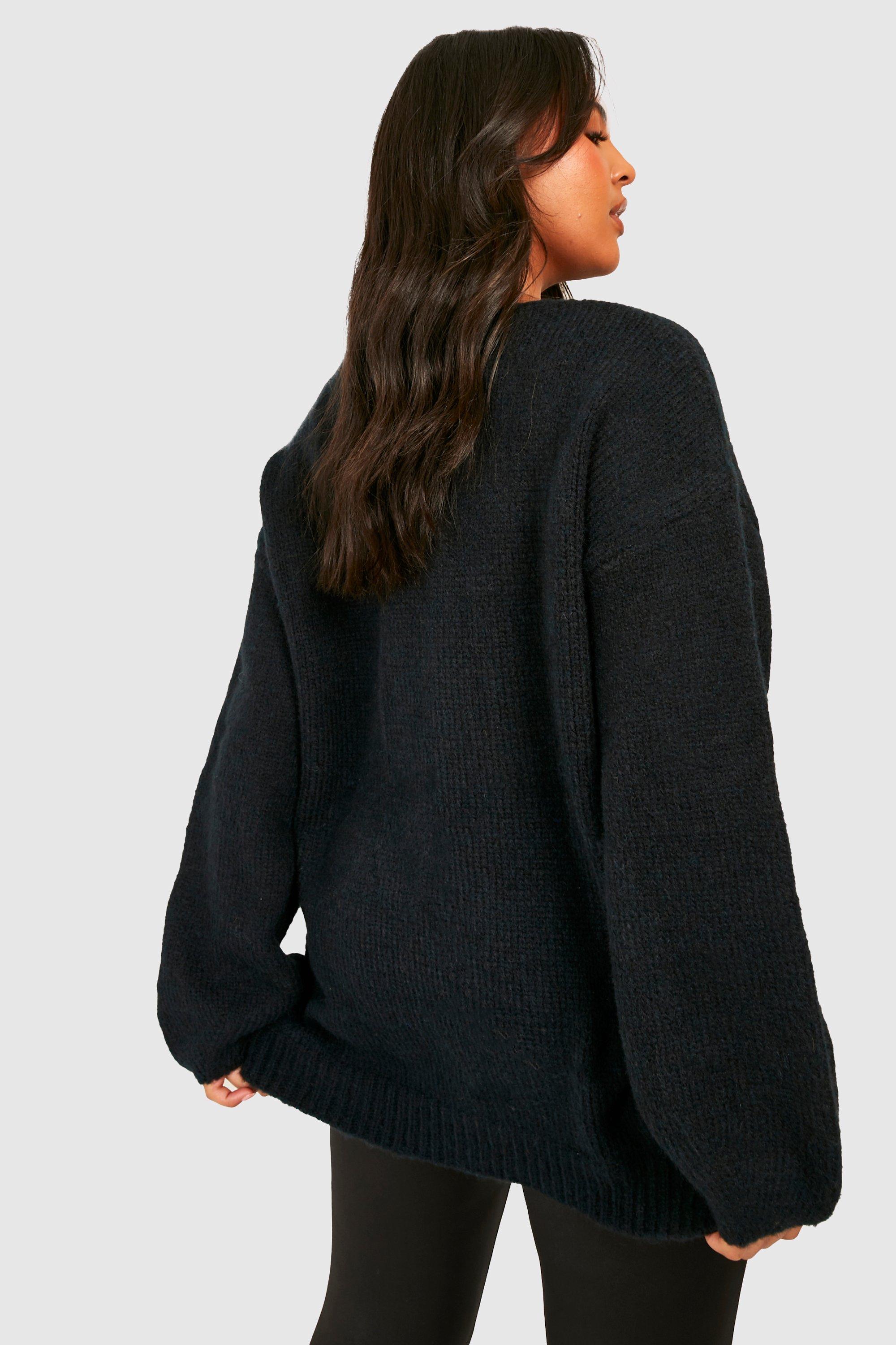 Plus Fluffy Knit Scoop Neck Sweater