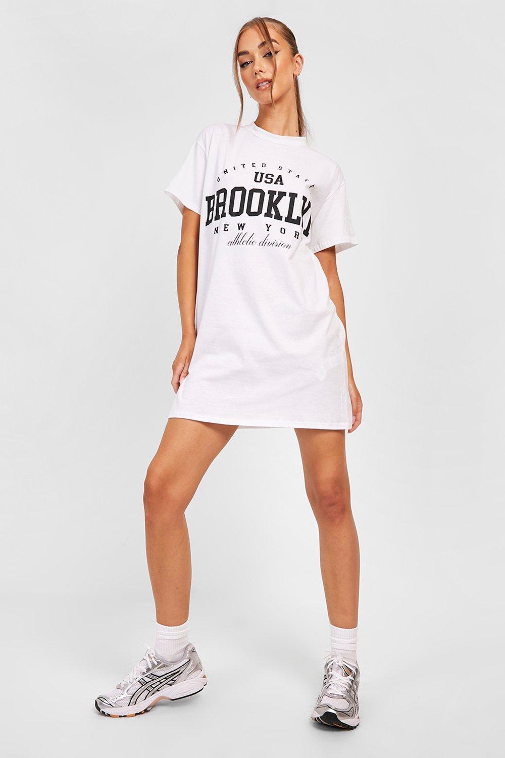 Boohoo UK - shirt Dress - Women's Plus Brooklyn Slogan Oversized T