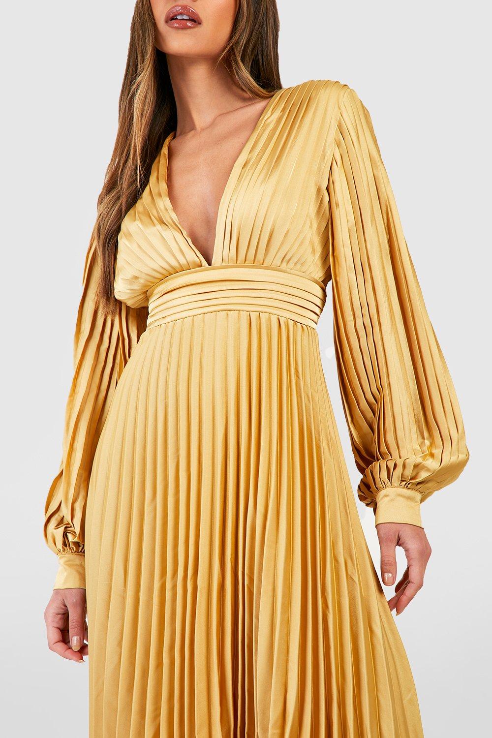 Robe longue best sale plissée satin