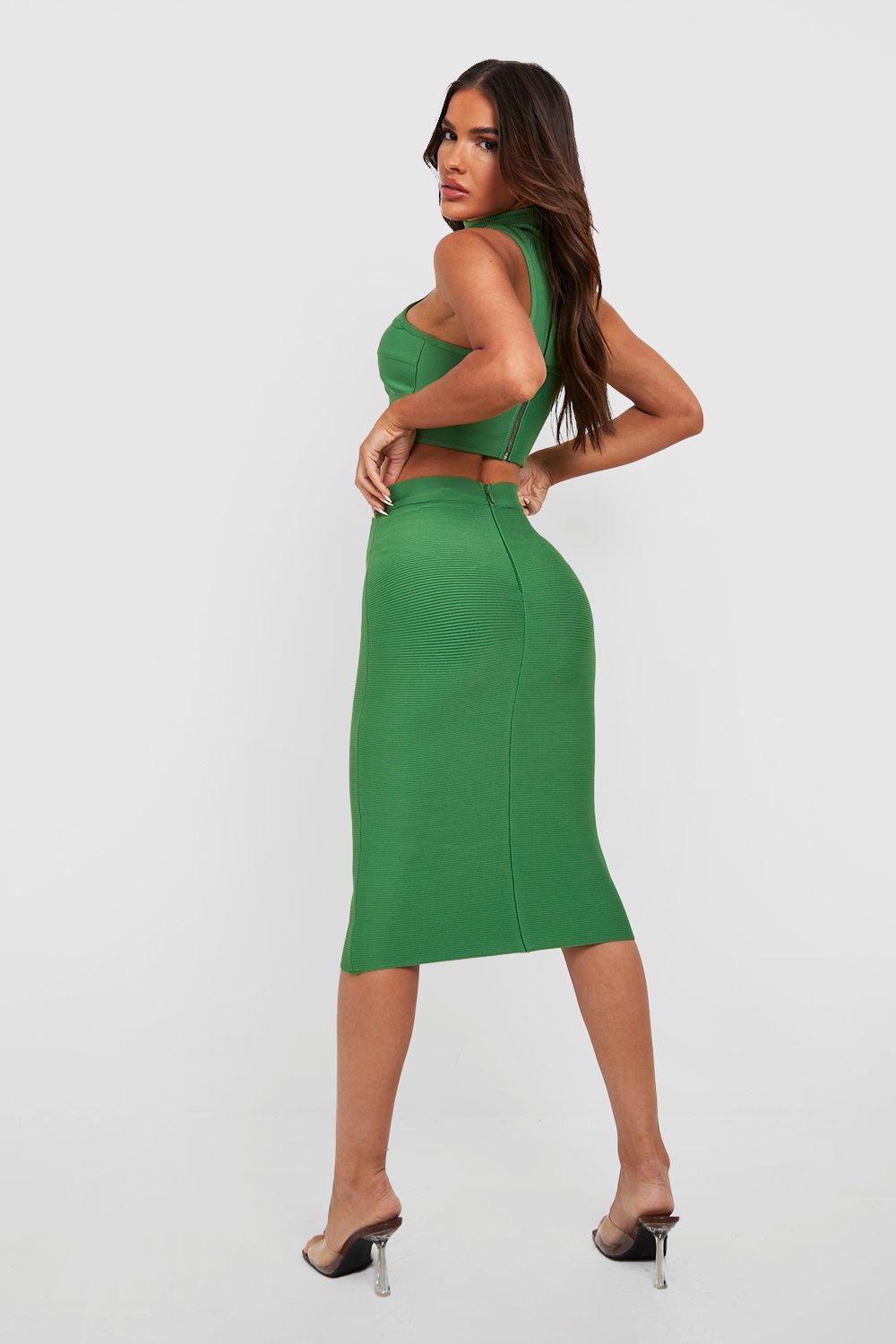 Green bandage 2025 midi skirt