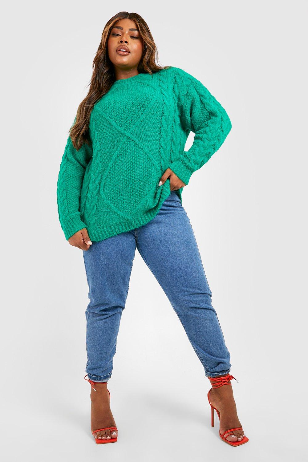 Plus size chunky 2025 cable knit sweater