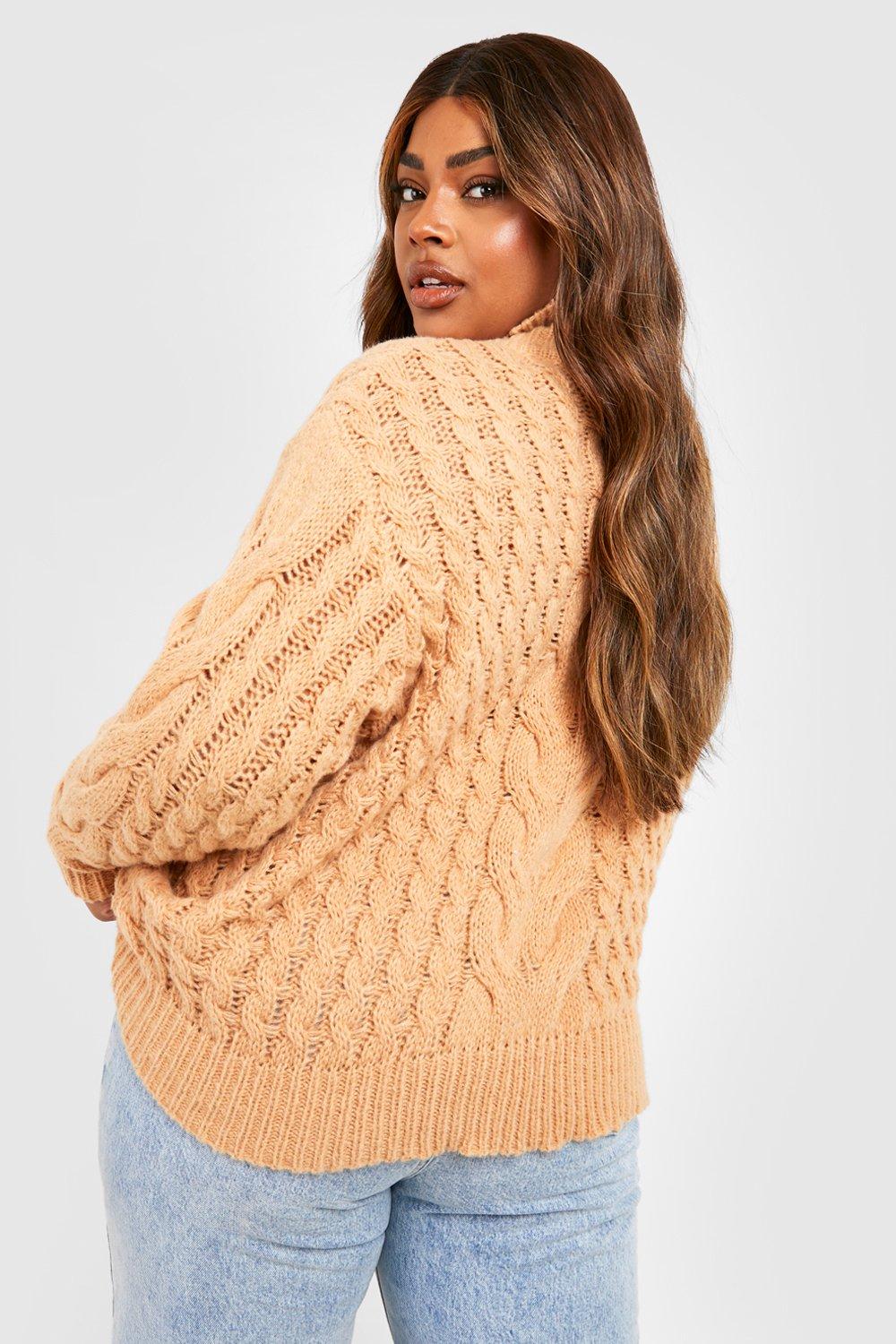 Cream Half Zip Cable Knitted Jumper