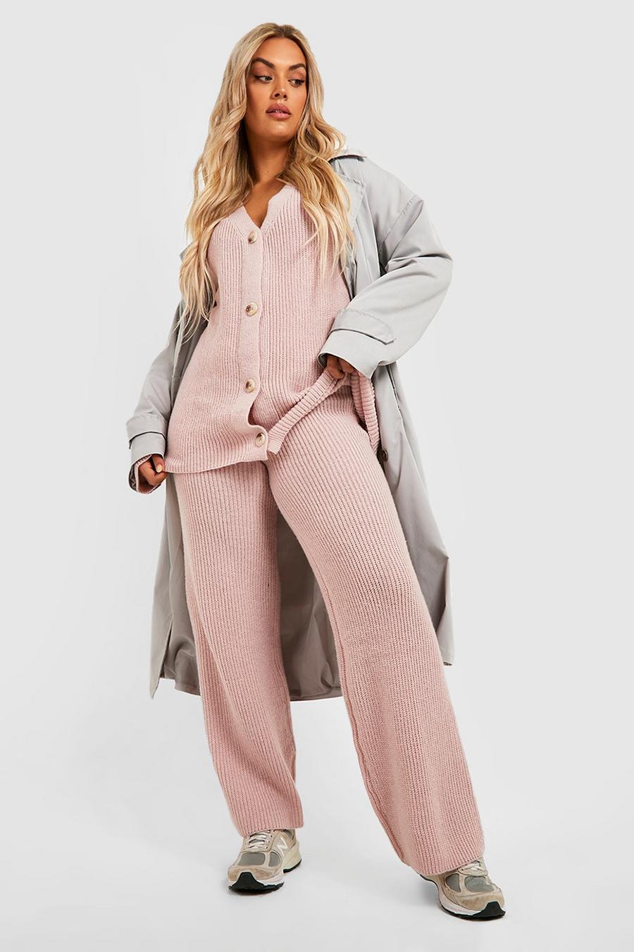 Blush Plus Chunky Knit Cardigan Co-ord image number 1