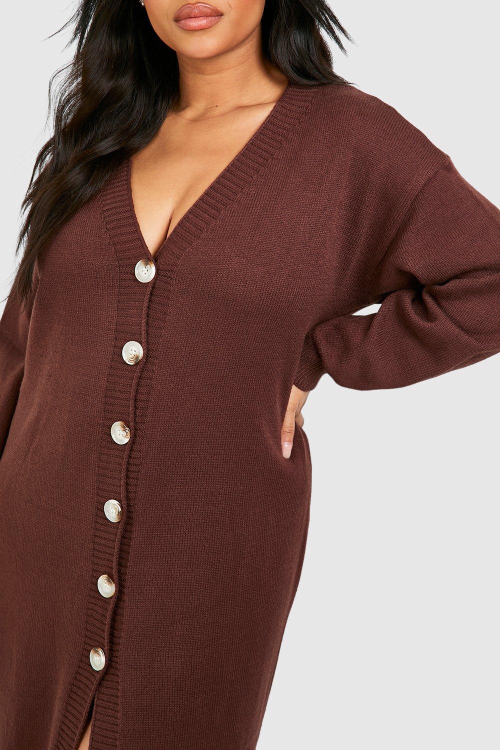 Plus Knitted Midi Cardigan Dress | boohoo