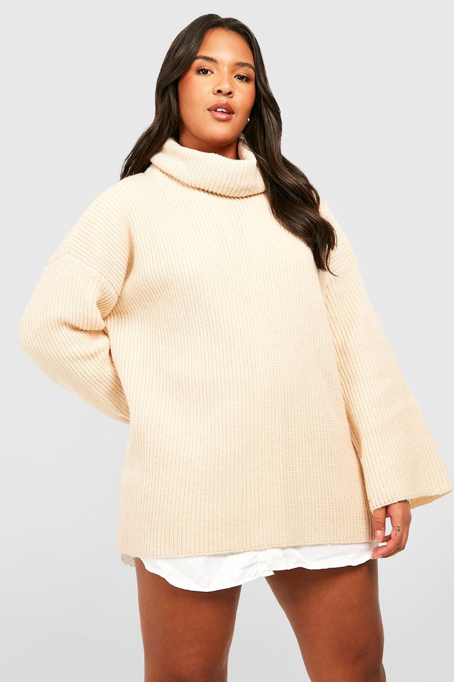 Stone Plus Chunky Knit Turtleneck 2 In 1 Shirt Dress image number 1